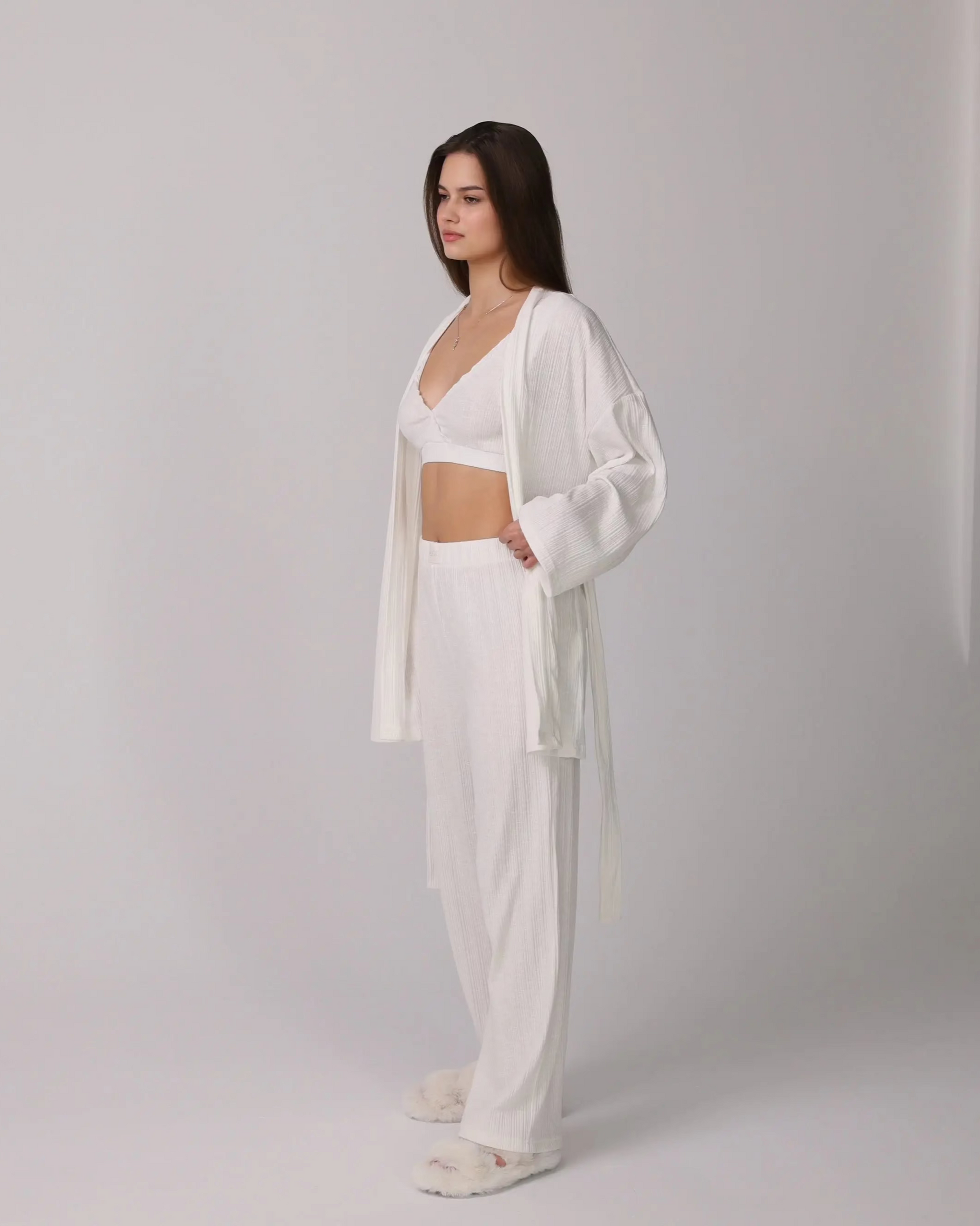 Bali™ White Loungewear Set - Cozy Cotton Pants for Home Comfort