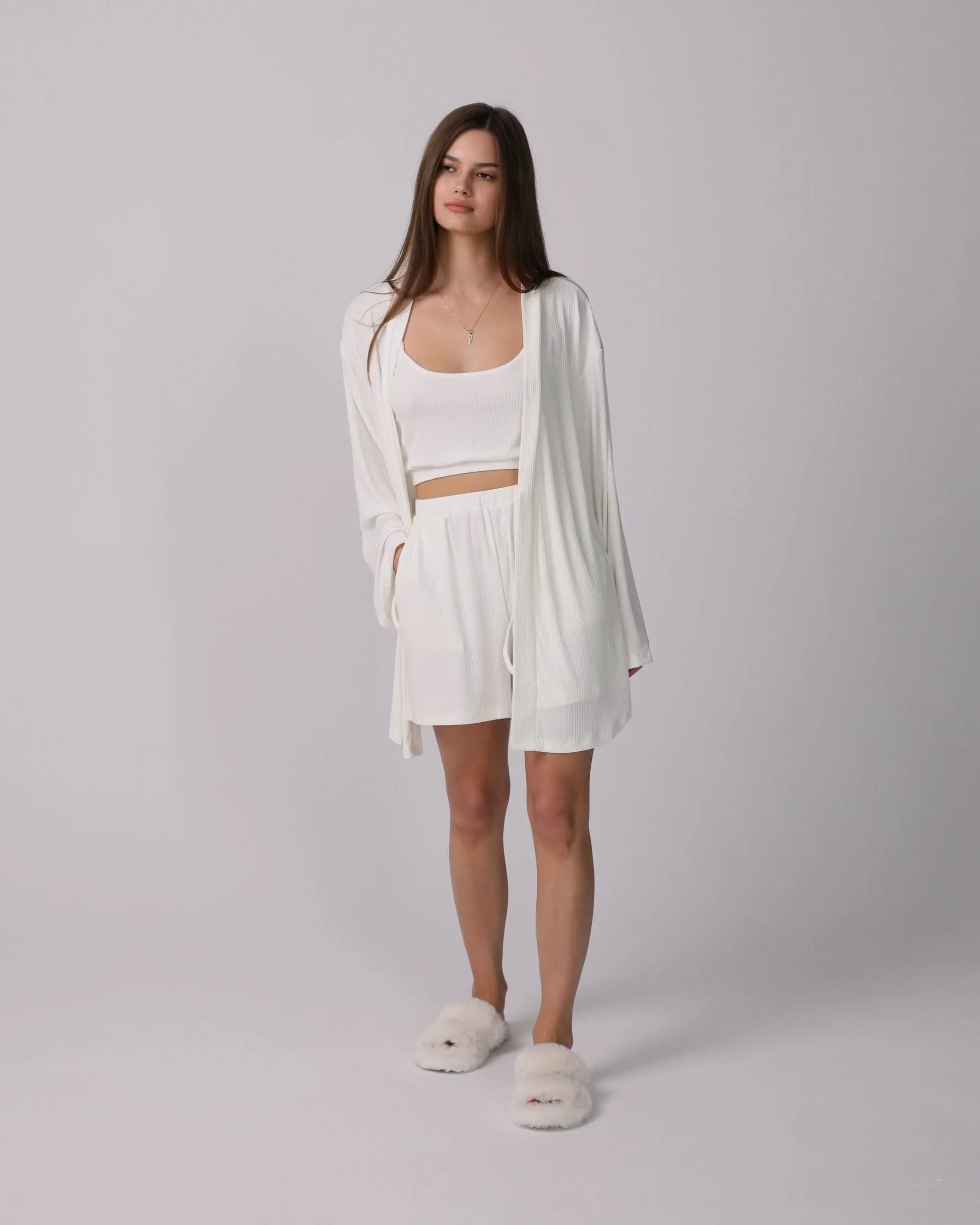 Lana™ White Loungewear Set with Shorts - Cozy & Stylish Homewear