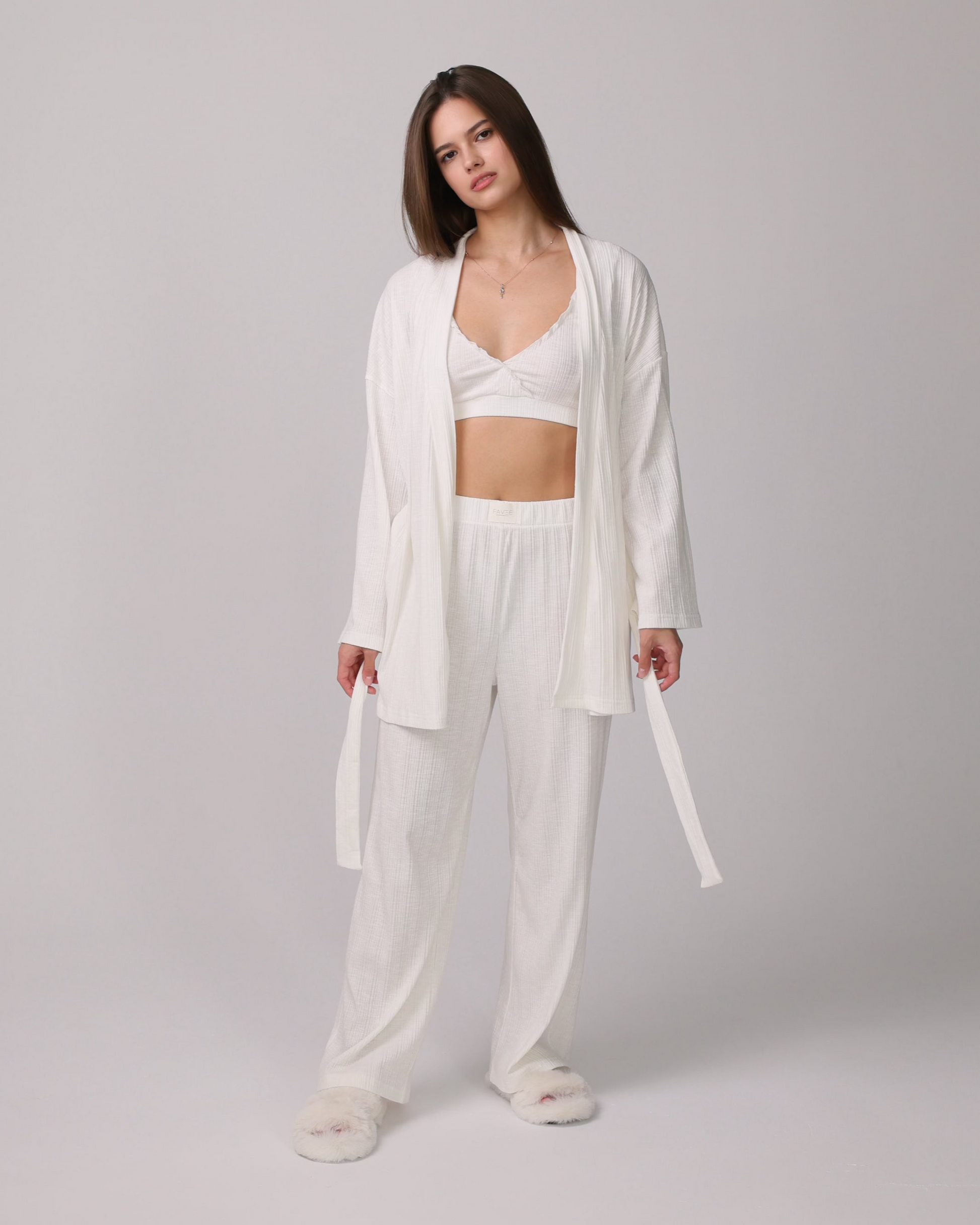 Bali™ White Loungewear Set - Cozy Cotton Pants for Home Comfort