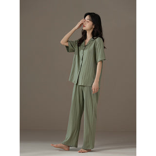 Perla™ Pj's Short-Sleeve & Pants Set Green