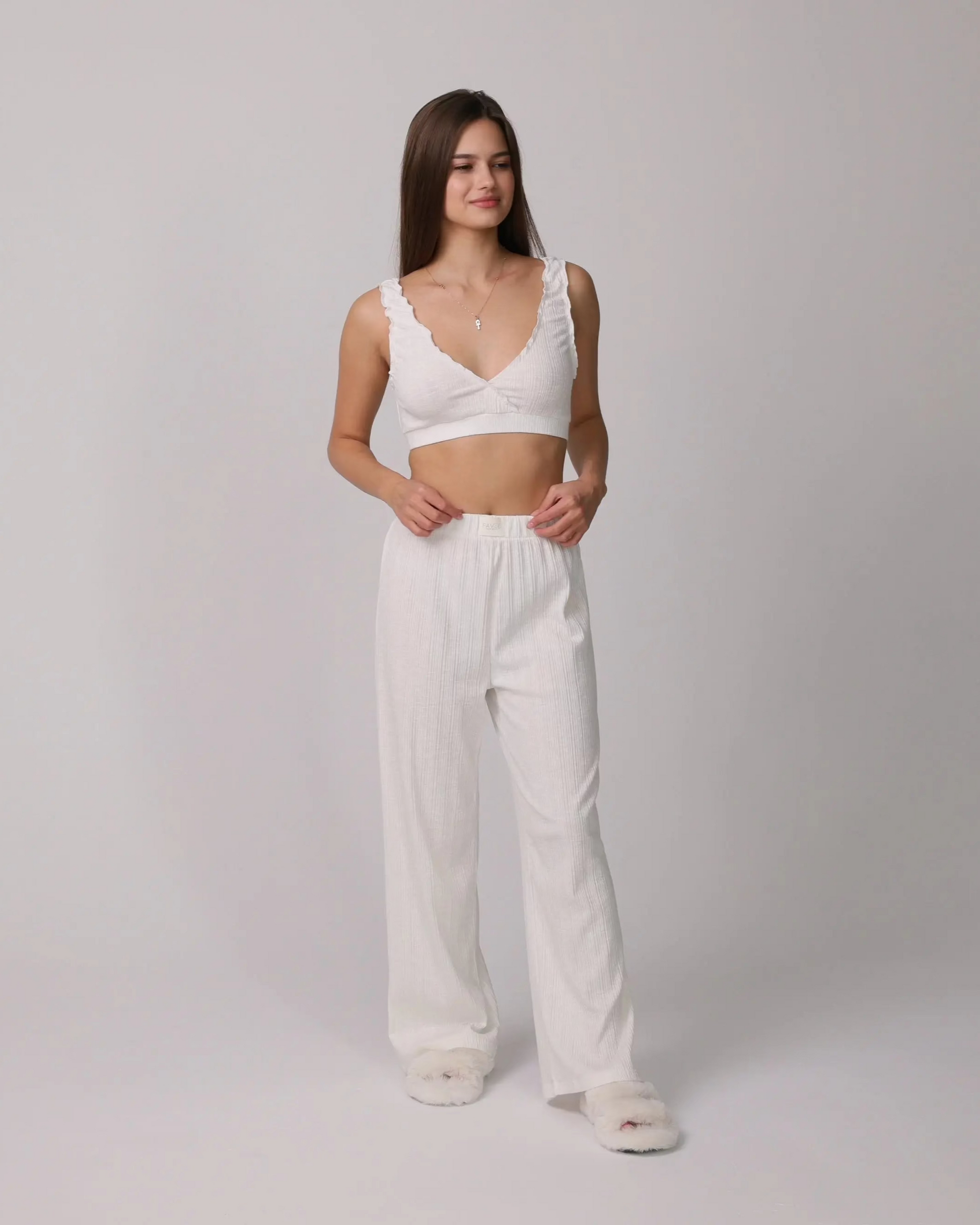 Bali™ White Loungewear Set - Cozy Cotton Pants for Home Comfort